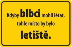 Vtipná cedulka: Kdyby blbci mohli létat, tohle by bylo letiště. 